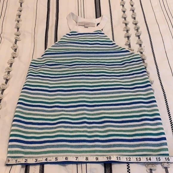 LOFT striped knit sweater halter tank stretch top blue white green size medium - Picture 8 of 11